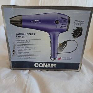 Conair Purple Cord-Keeper Hair Dryer With Retrctable Cord 1875 Watts New